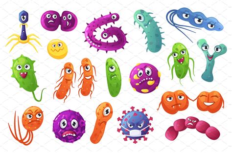 cute bacteria cartoon